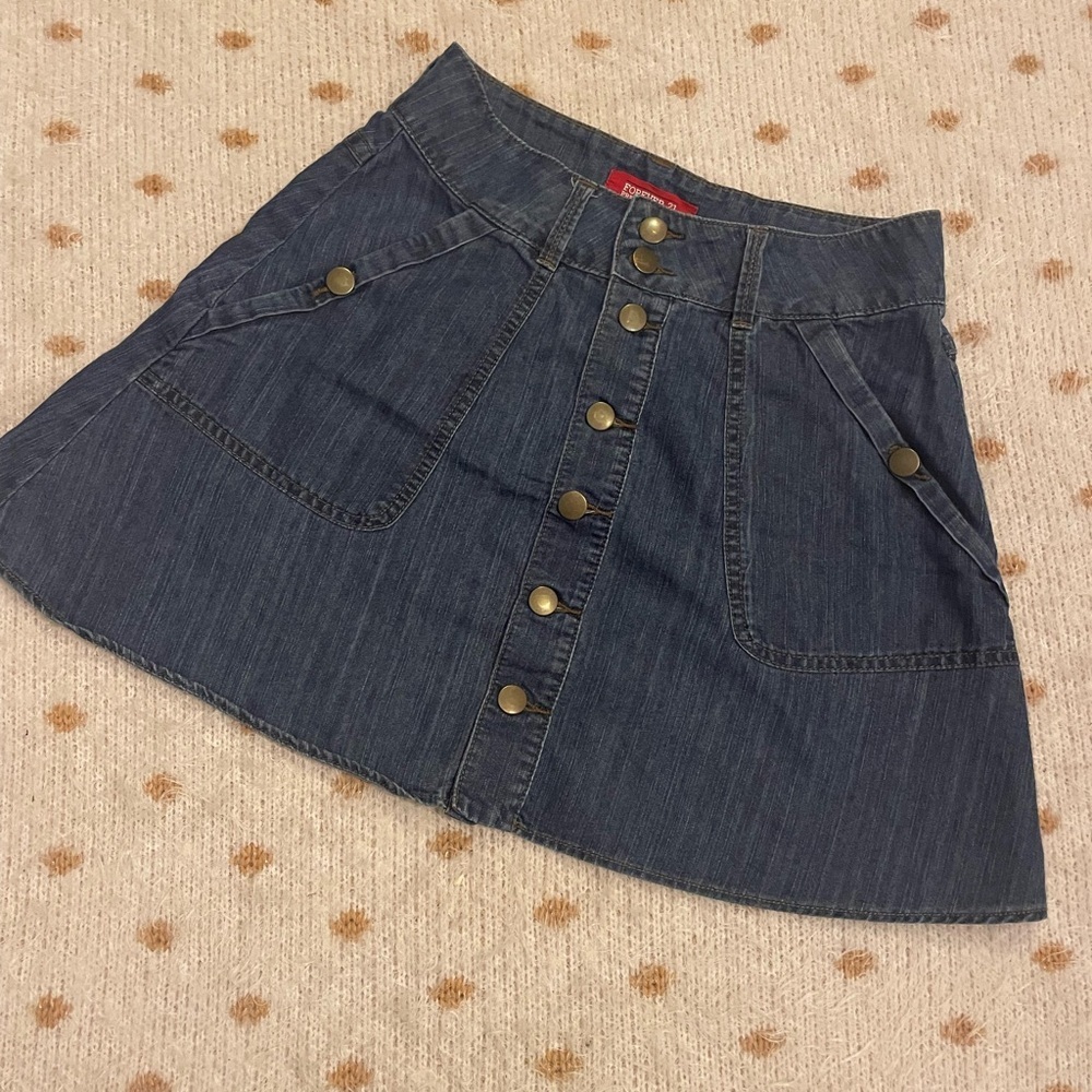 Forever 21 Blue A-Line Mini Skirt Casual